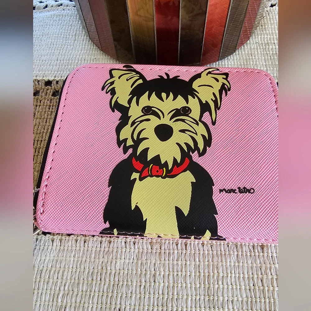 Marc Tetro Yorkie Small Wallet Card Holder Pockets Faux Leather.
